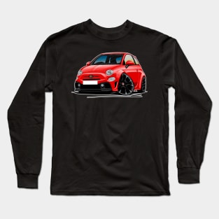 Fiat 500 Abarth Red Caricature Long Sleeve T-Shirt